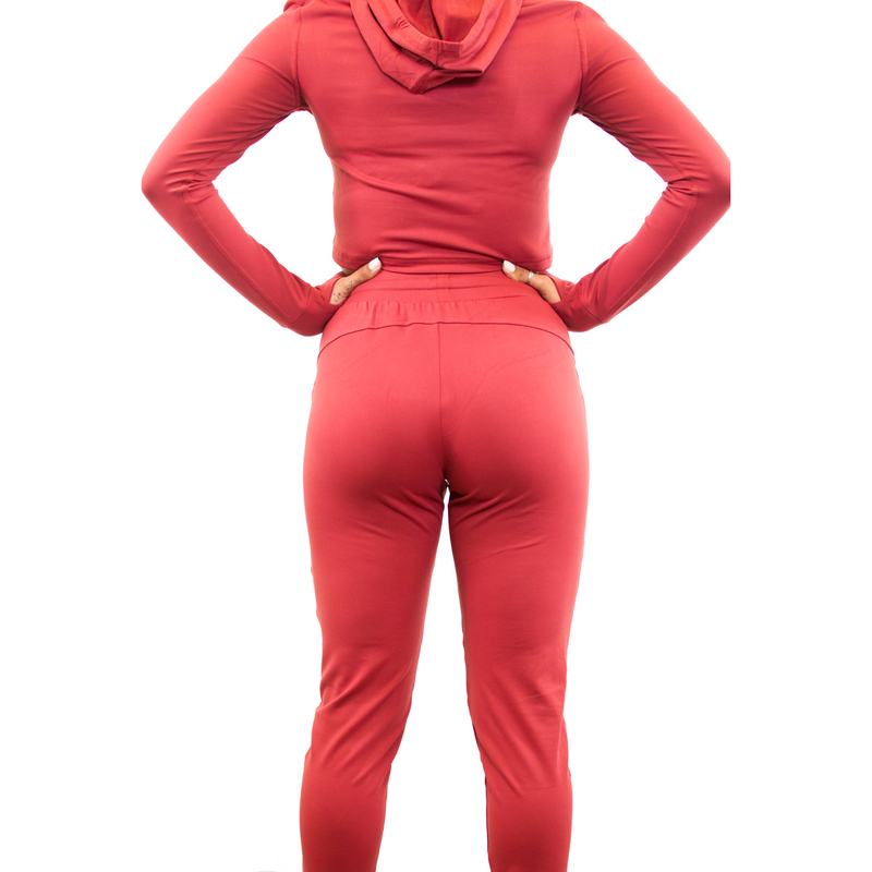 red womens joggers
